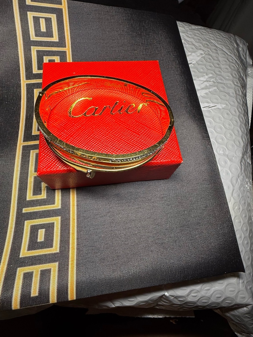 New statement Gold and Red Signature Bangle Set